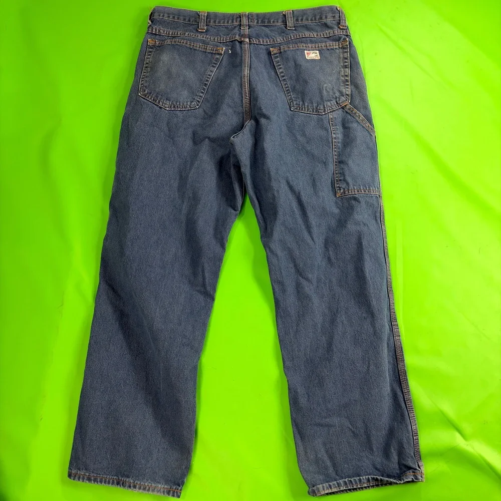 Tyndale FR Distressed Carpenter Jeans Mens 38/32 Blue Flame Resistant Workwear